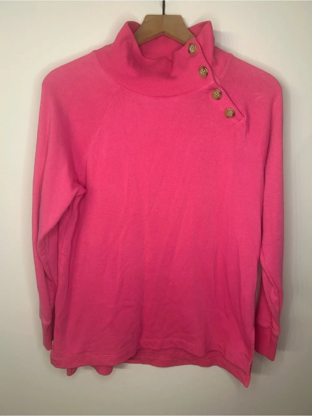 J.Crew Factory Women’s Pink Wide Button-Collar Pullover Sweatshirt, Size Medium